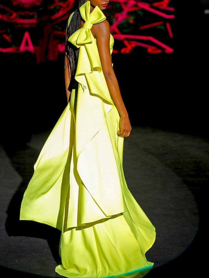 Hannibal Laguna LOOK 18 IVANKA | Vestido De Fiesta En Crepe Lima Con Falda Capote