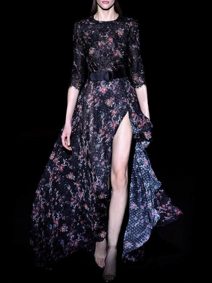 Hannibal laguna Look 2 CAMOMILE | Vestido en gasa plumeti estampado floral