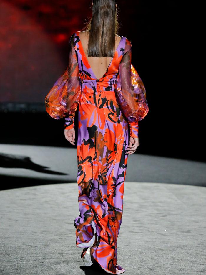 Hannibal Laguna LOOK 2 FLORINELI | Vestido Largo De Fiesta En Satín Estampado