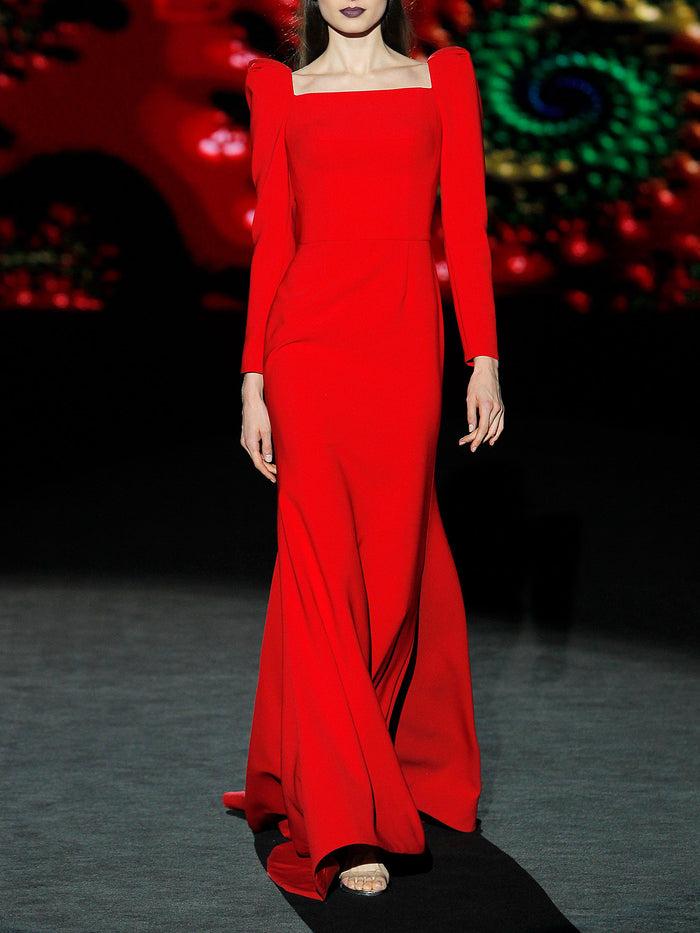 Hannibal laguna LOOK 2 HELENIUS | Vestido de fiesta en crepe geranio