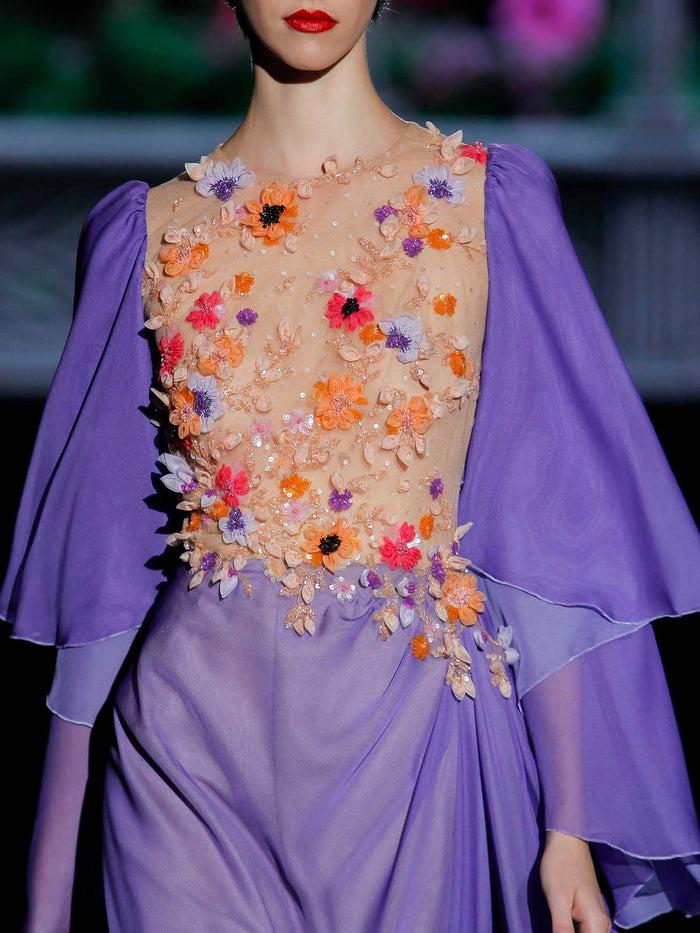 Hannibal Laguna LOOK 20 GIANY | Vestido De Gasa Lavanda Con T-shirt Bordada En Cristal