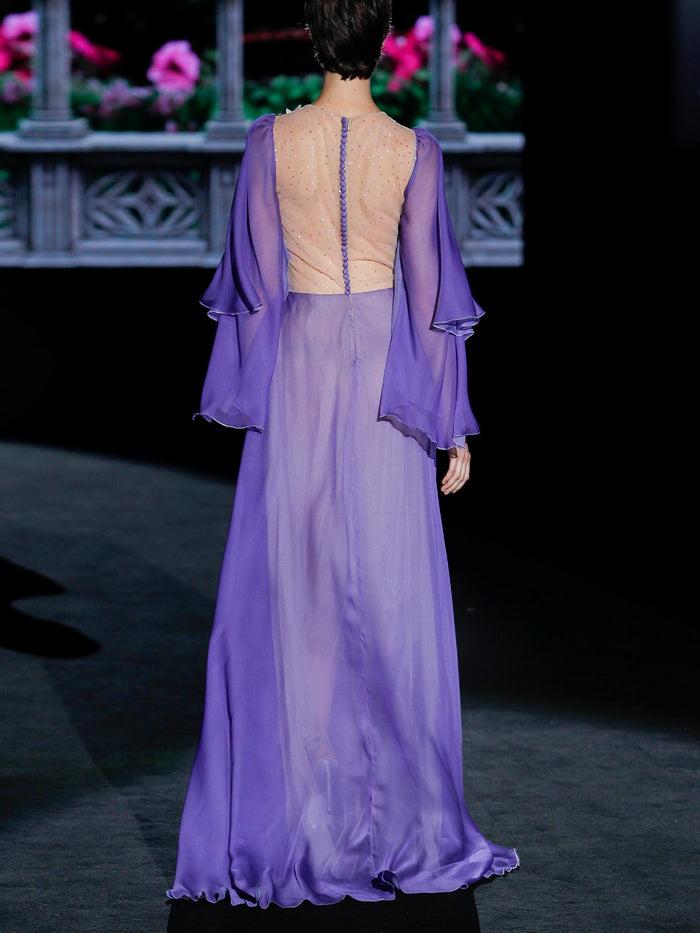 Hannibal Laguna LOOK 20 GIANY | Vestido De Gasa Lavanda Con T-shirt Bordada En Cristal