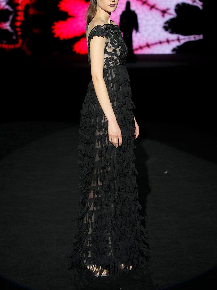 Hannibal Laguna LOOK 20 HIBERAL | Vestido En Soutache Negro Y Gasa