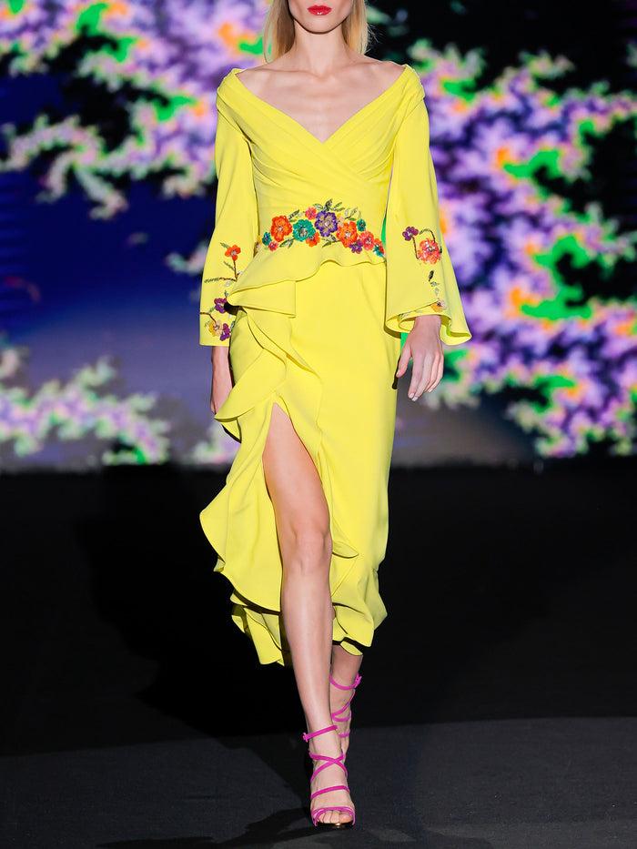 Hannibal laguna LOOK 20 Vestido KRISTEL | Vestido en crepe piña con amplio escote V drapeado