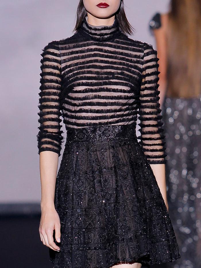 Hannibal Laguna Look 20 XAILA | Vestido Corto De Fiesta En Tul Volantes Y Pedreria Color Negro