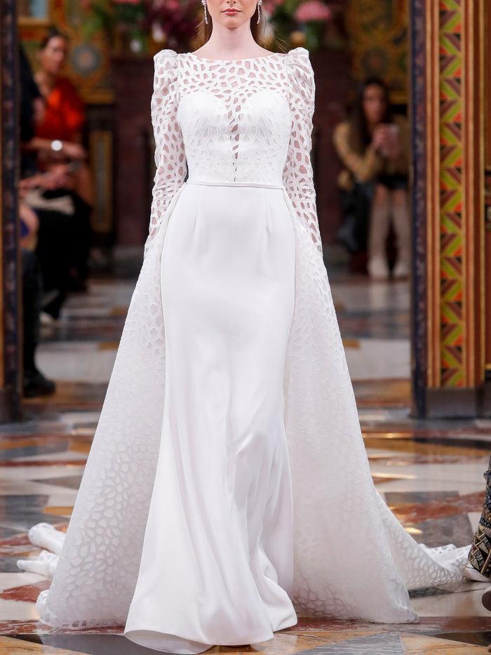 Hannibal laguna LOOK 21 Vestido de novia VAMBOLA (SIN COLA) realizado en crepe y organza