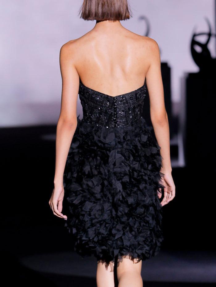 Hannibal Laguna Look 21 XENIA | Vestido Corto De Fiesta En Tul Volantes Y Pedreria Color Negro