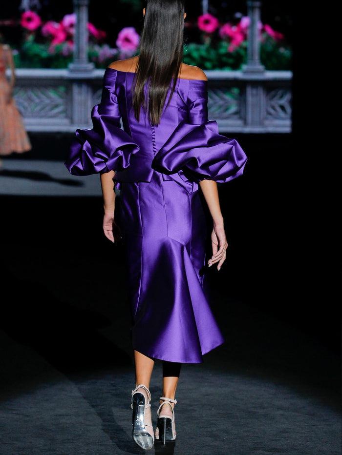Hannibal Laguna LOOK 22 GONDOLE | Vestido De Fiesta En Mikado Violeta