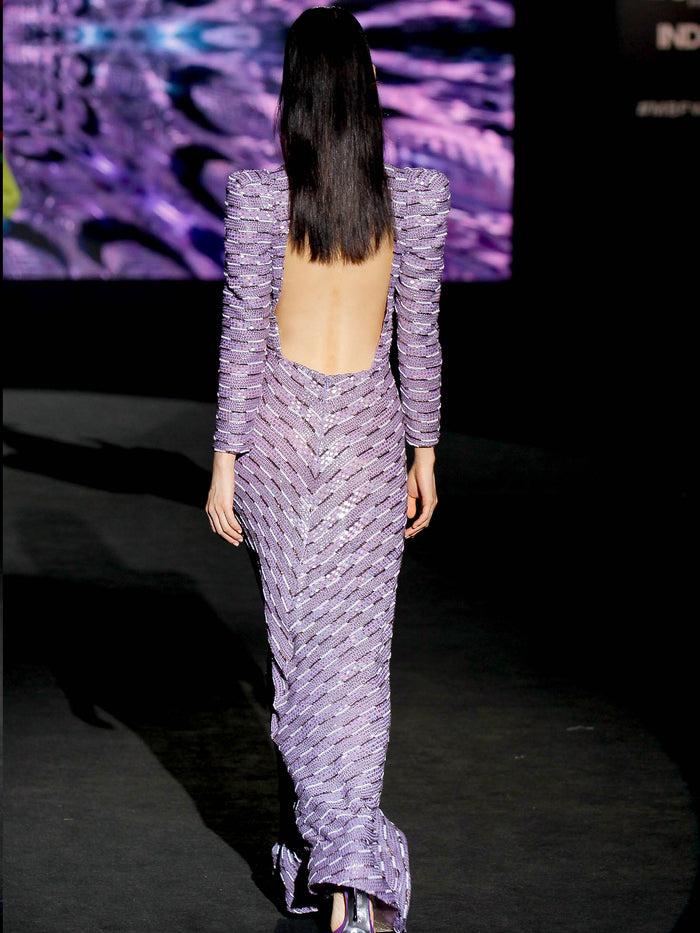 Hannibal Laguna LOOK 22 ILBORO | Vestido De Fiesta Midi Bordado Color Lila