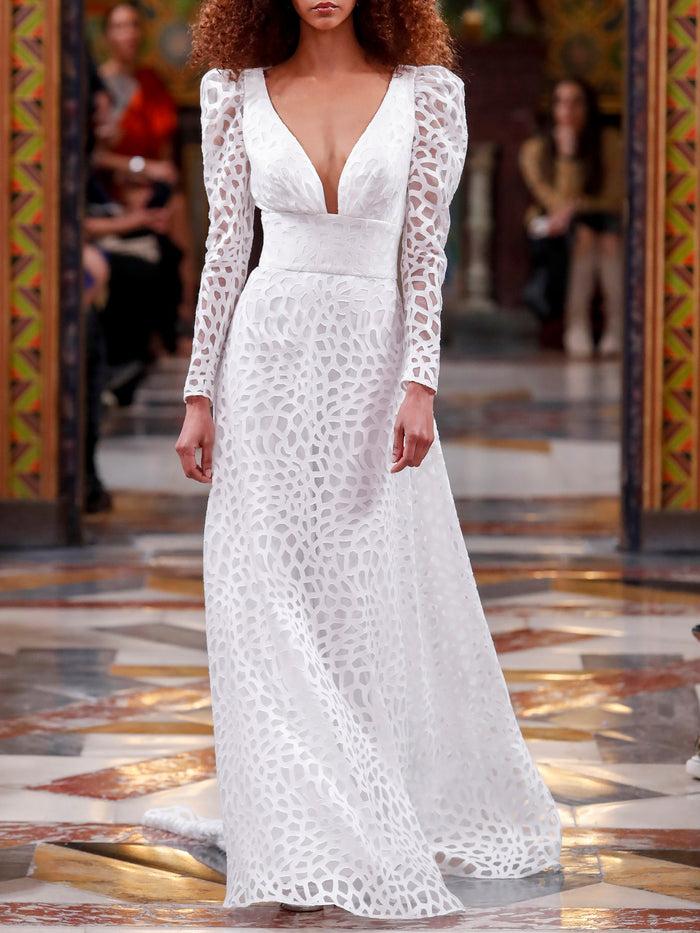 Hannibal laguna LOOK 22 Vestido de novia VENETIER realizado en organza devoré