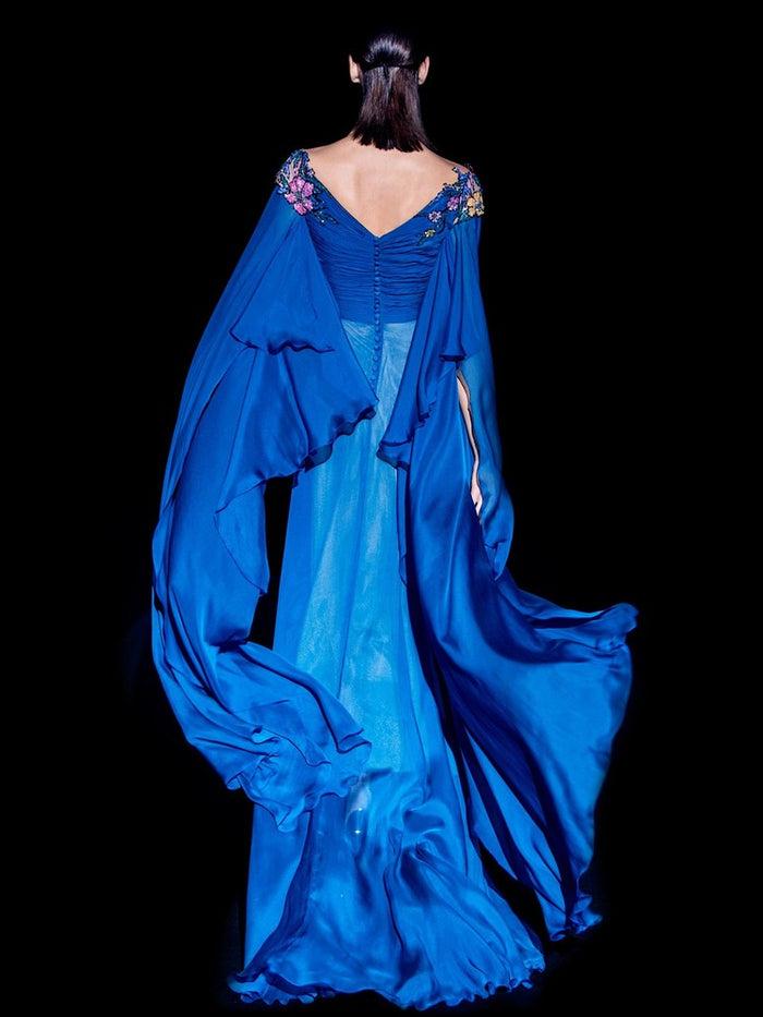 Hannibal Laguna Look 23 CAMERON | Vestido Imperio Asimetrico En Gasa De Seda