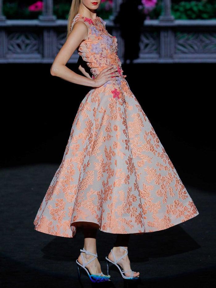 Hannibal Laguna LOOK 23 GRISEL | Vestido De Fiesta En Tul Bordado Y Organza Flocada