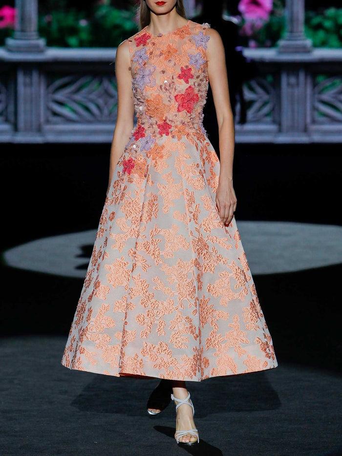 Hannibal laguna LOOK 23 GRISEL | Vestido de fiesta en tul bordado y organza flocada