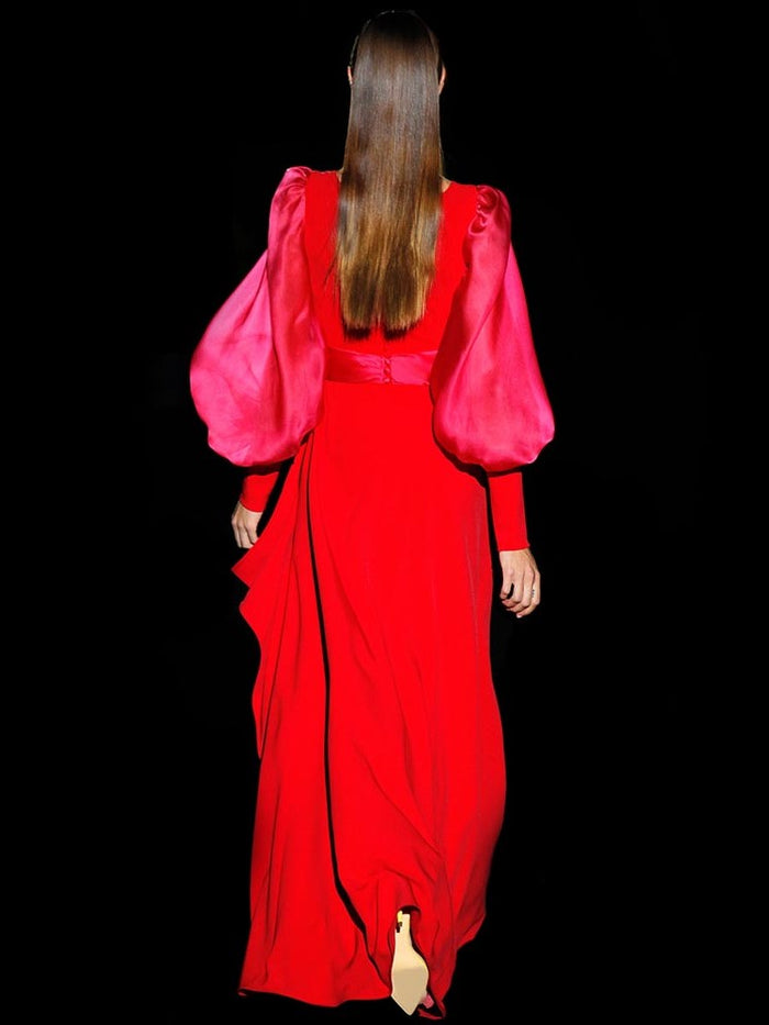 Hannibal Laguna Look 24 DALITA | Vestido En Crepe Rojo Y Falda Asimétrica