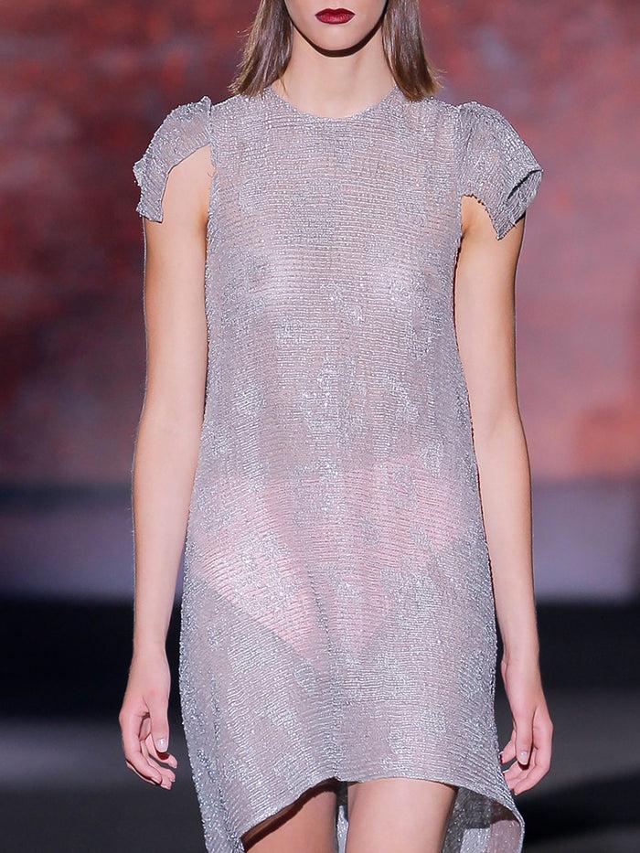 Hannibal Laguna Look 24 XARLIN| Vestido Corto De Fiesta En Pedreria Color Plata