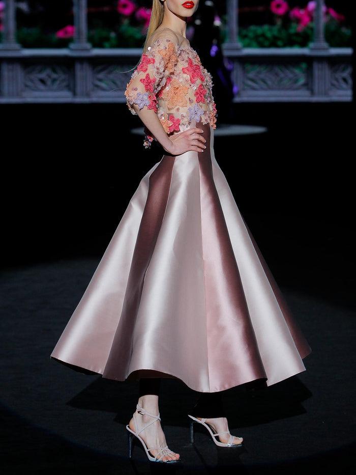 Hannibal Laguna LOOK 25 GREISY Y GIGI | Blusa Joya En Tul Bordado Y Falda Mikado