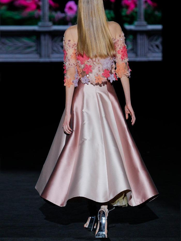 Hannibal Laguna LOOK 25 GREISY Y GIGI | Blusa Joya En Tul Bordado Y Falda Mikado