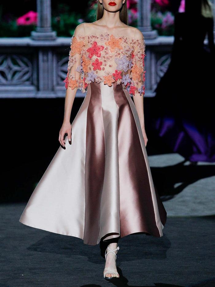 Hannibal laguna LOOK 25 GREISY Y GIGI | Blusa joya en tul bordado y falda mikado