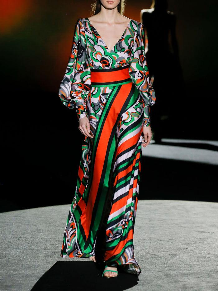 Hannibal laguna LOOK 26 FLORIN | Vestido en satín estampado psicodélico con falda evasé