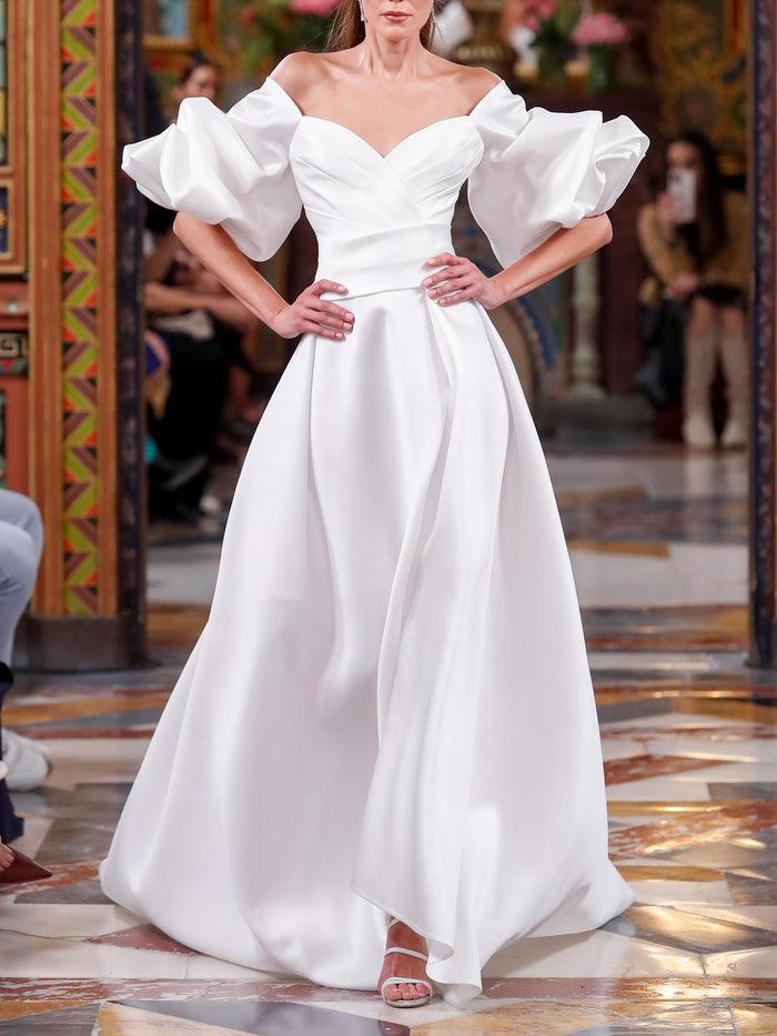 Hannibal laguna LOOK 27 Vestido de boda VASARELIS realizado en mikado piqué