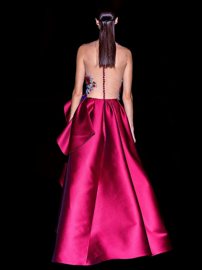 Hannibal Laguna Look 28 CALYPSO | Vestido Con T-shirt En Tul Bordado En Cristal Y Flores