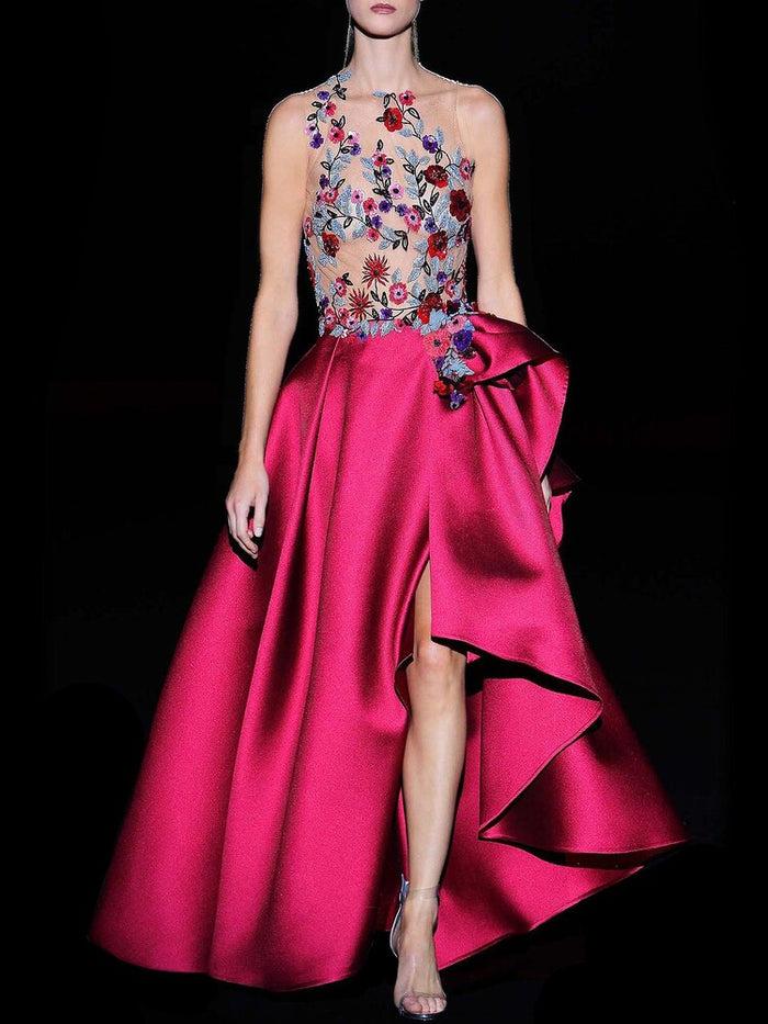 Hannibal laguna Look 28 CALYPSO | Vestido con T-shirt en tul bordado en cristal y flores