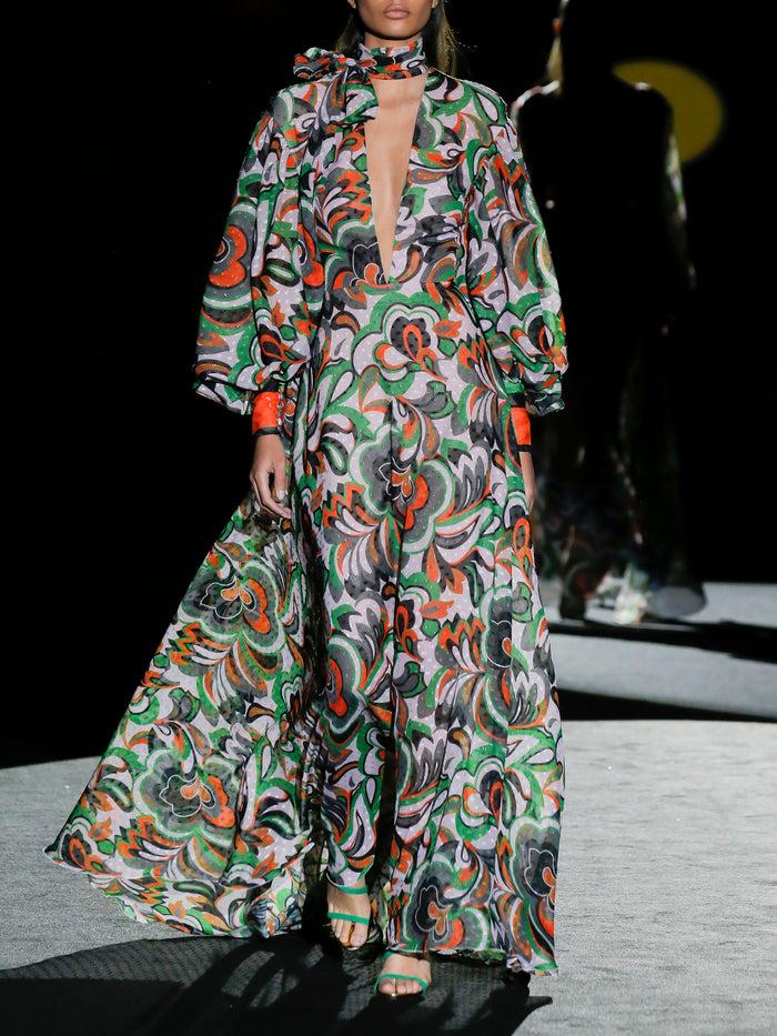 Hannibal laguna LOOK 28 FIORENTINI | Vestido de fiesta en plumeti estampado