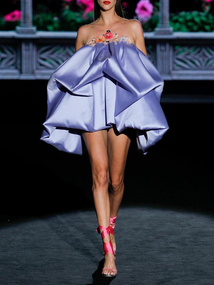 Hannibal laguna LOOK 28 GIANA | Vestido de fiesta mikado lavanda y flores