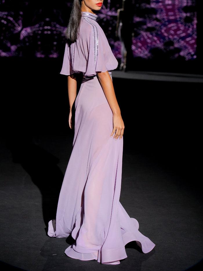 Hannibal Laguna LOOK 28 ILBOSCO | Vestido De Fiesta Largo En Gasa Amatista