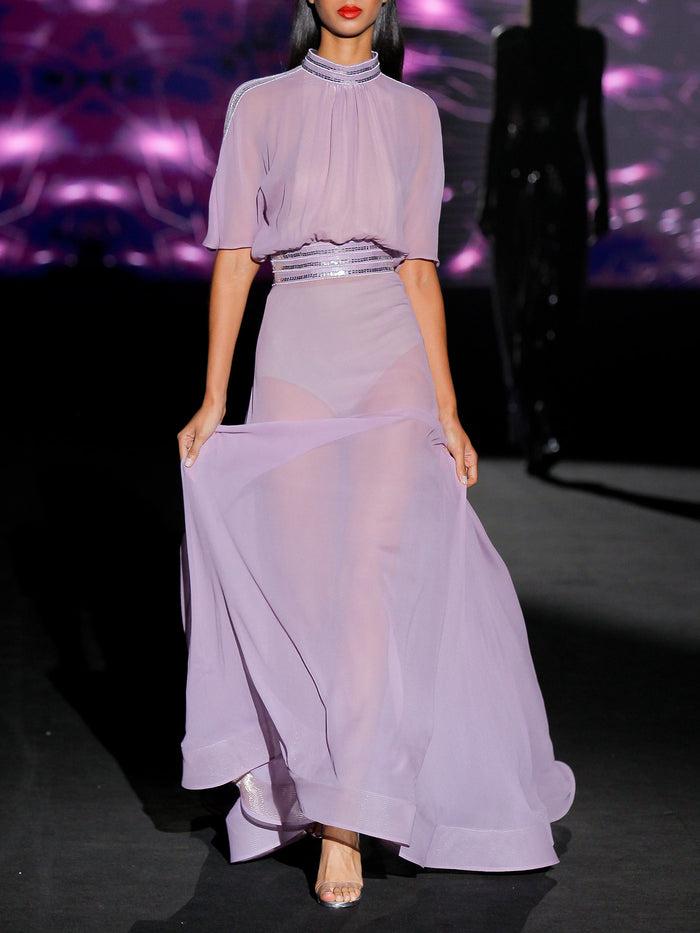 Hannibal Laguna LOOK 28 ILBOSCO | Vestido De Fiesta Largo En Gasa Amatista