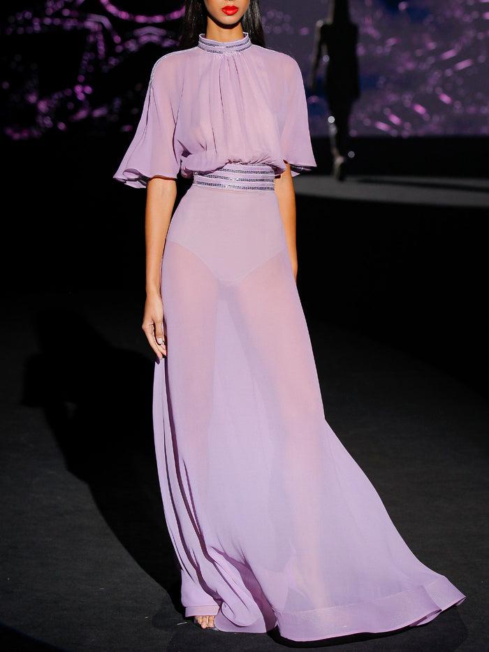 Hannibal laguna LOOK 28 ILBOSCO | Vestido de fiesta largo en gasa amatista