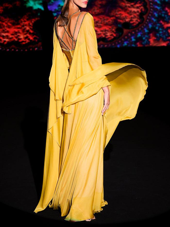 Hannibal Laguna LOOK 28 Vestido KARLANGO | Vestido De Fiesta En Gasa Aceite Con Escote Corazón