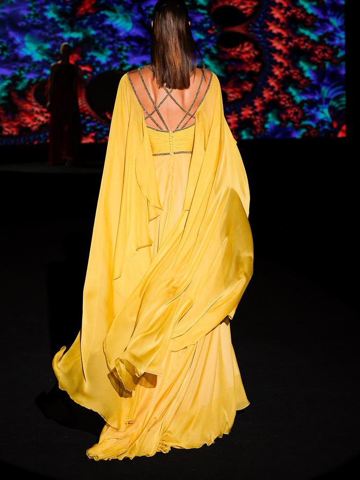 Hannibal Laguna LOOK 28 Vestido KARLANGO | Vestido De Fiesta En Gasa Aceite Con Escote Corazón