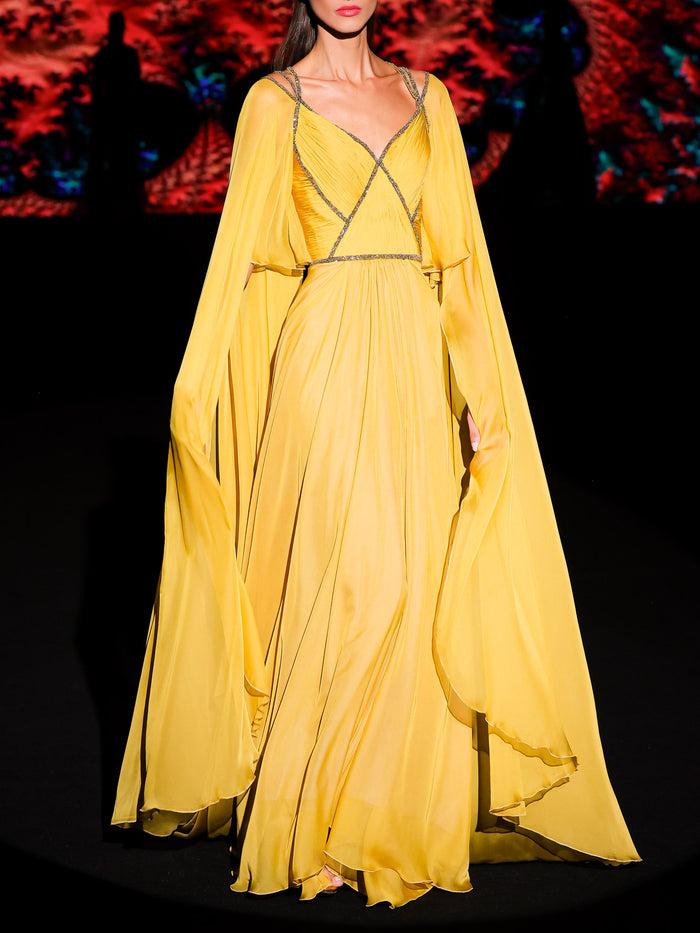 Hannibal Laguna LOOK 28 Vestido KARLANGO | Vestido De Fiesta En Gasa Aceite Con Escote Corazón