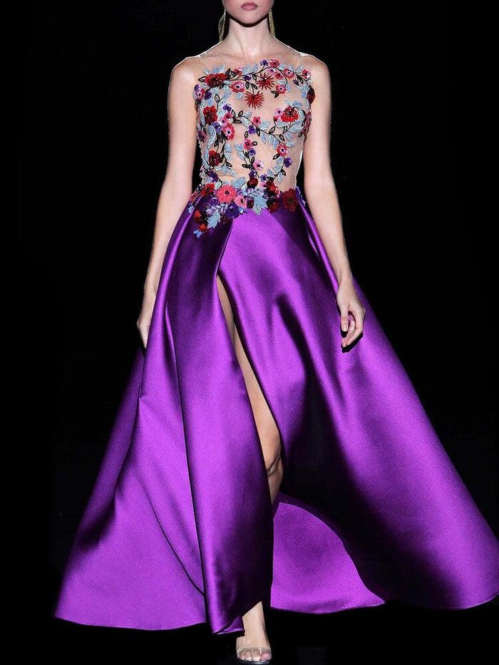 Hannibal laguna Look 30 CALEDONIA | Vestido con T-shirt en tul bordado en cristal y flores