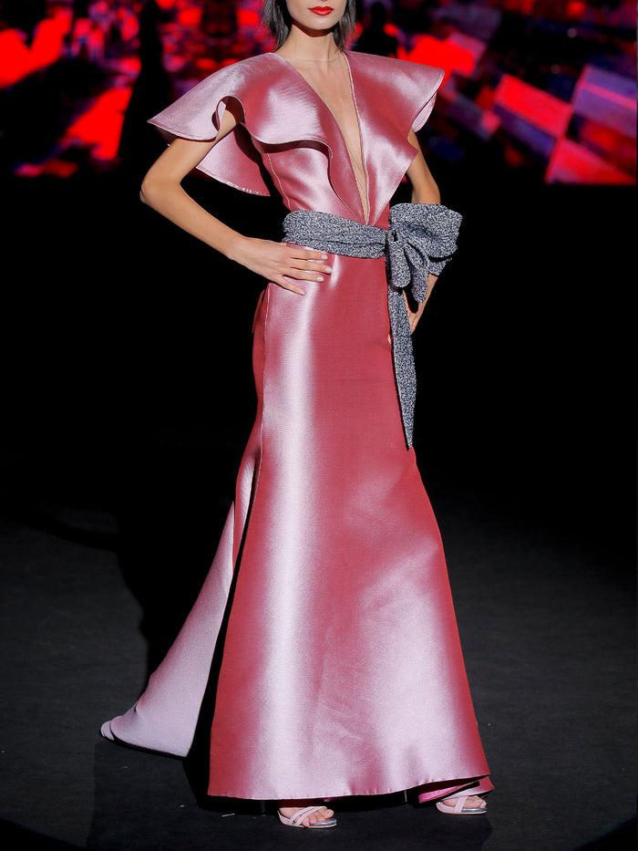 Hannibal Laguna LOOK 30 INDIRA | Vestido De Fiesta Largo Color Rosa Loto