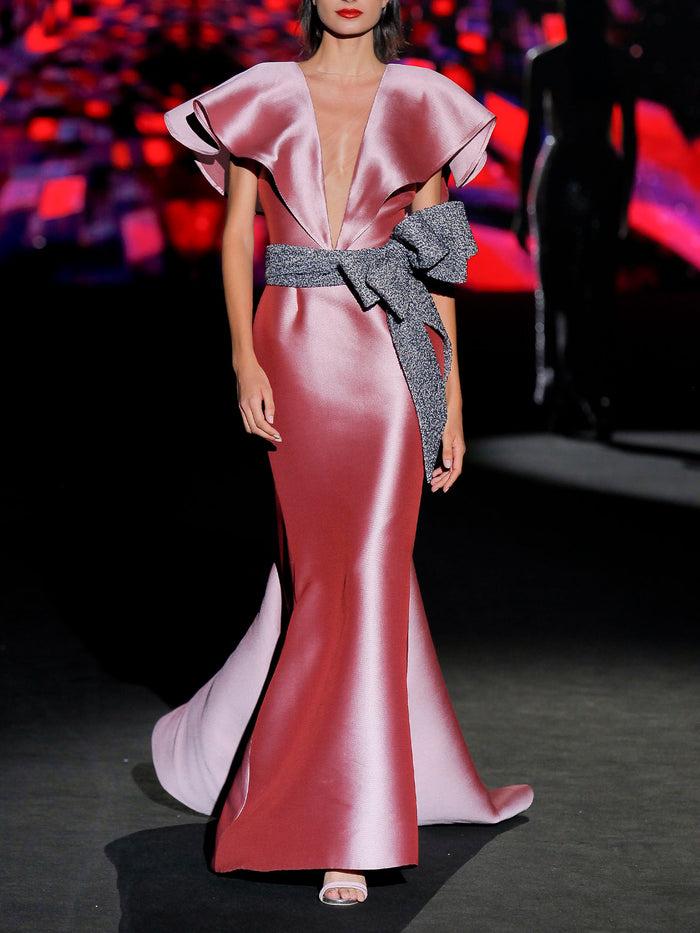 Hannibal laguna LOOK 30 INDIRA | Vestido de fiesta largo color rosa loto