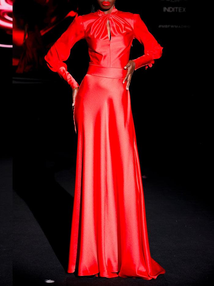 Hannibal Laguna LOOK 30 Vestido JALILA | Vestido De Fiesta Realizado En Satin Color Rubi