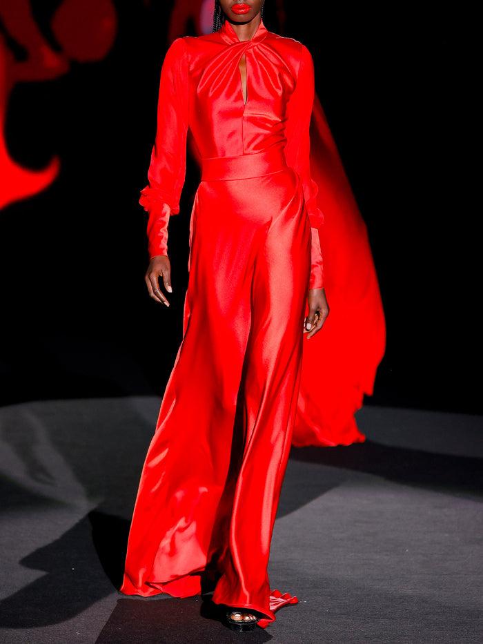 Hannibal laguna LOOK 30 Vestido JALILA | Vestido de fiesta realizado en satin color rubi