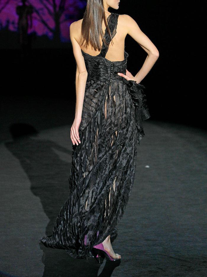 Hannibal Laguna LOOK 31 HERITAGE | Vestido En Volantes De Organza Color Negro