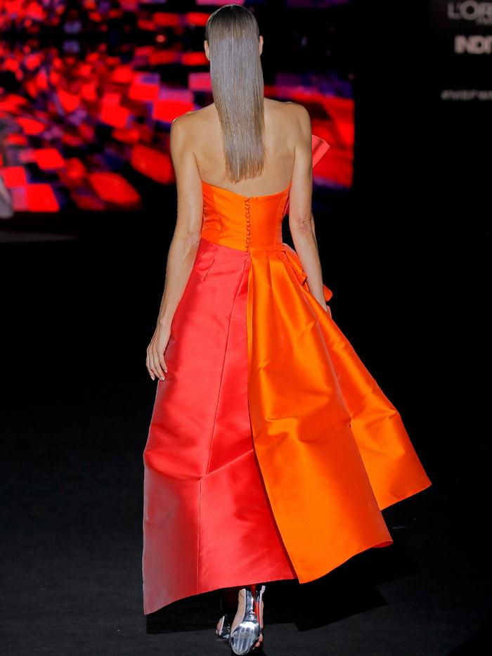 Hannibal Laguna LOOK 31 ISOLDA | Vestido De Fiesta Midi En Color Teja Y Naranja