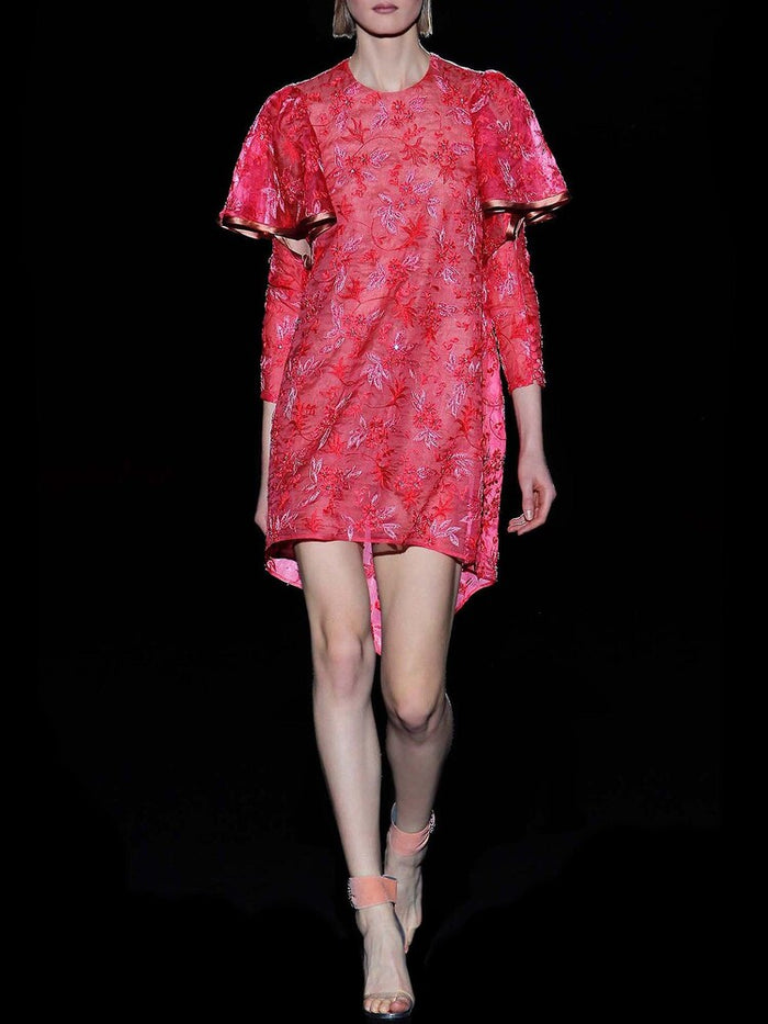 Hannibal laguna Look 32 CORALS | Vestido mini tipo A en organza bordada cristal