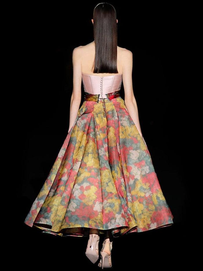 Hannibal Laguna Look 32 DULCINEA | Vestido Con Corpiño Nude Y Falda De Nesgas