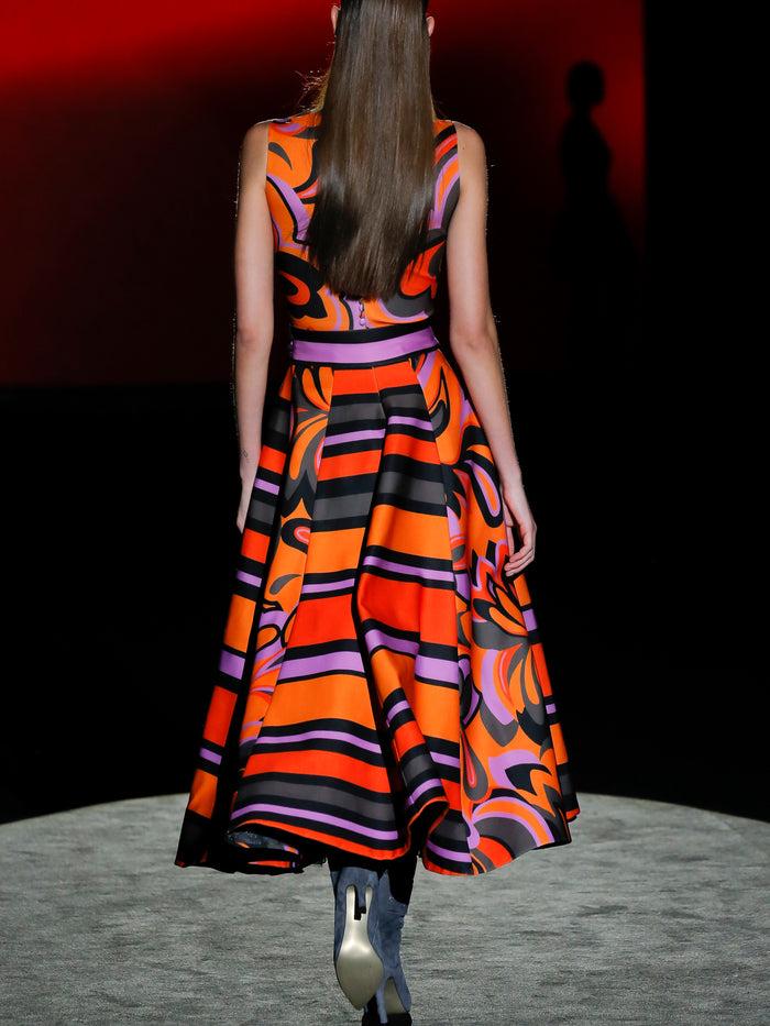 Hannibal Laguna LOOK 32 FARINELA | Vestido De Fiesta En Neopreno Con Falda De Nesgas