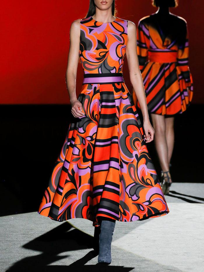 Hannibal laguna LOOK 32 FARINELA | Vestido de fiesta en neopreno con falda de nesgas