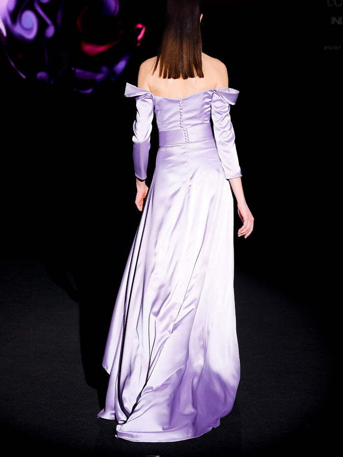 Hannibal Laguna LOOK 32 Vestido JADIR | Vestido De Fiesta Realizado En Satín Color Amatista