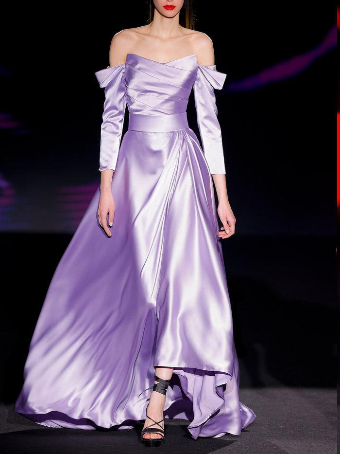 Hannibal laguna LOOK 32 Vestido JADIR | Vestido de fiesta realizado en satín color amatista