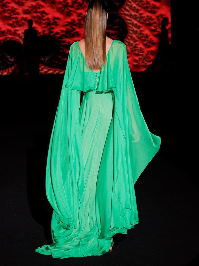 Hannibal Laguna LOOK 32 Vestido KORINTIA | Vestido De Fiesta En Gasa Clorofila Con Escote Corazón