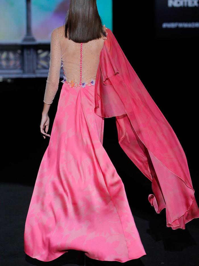 Hannibal Laguna LOOK 33 GIORDANI | Vestido De Fiesta En Satín Y Gasa Bordado