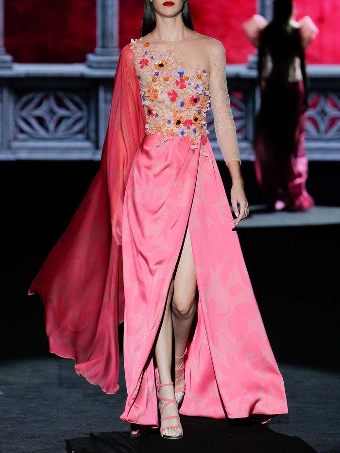 Hannibal laguna LOOK 33 GIORDANI | Vestido de fiesta en satín y gasa bordado